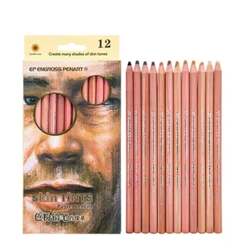 Набор деревянных пастельных карандашей 12шт, Основа- карандаш пастельного цвета для рисования художником, Школьные канцелярские принадлежности