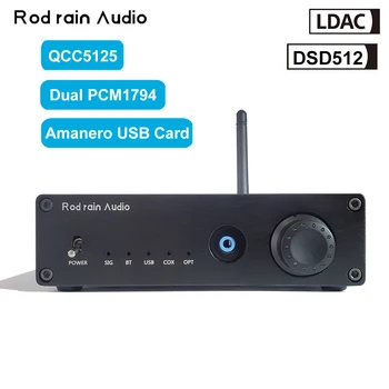 Rod Rain Audio Двойной PCM1794 DAC QCC5125 Bluetooth 5.1 Amanero USB Карта LDAC DSD512HIFI Декодер Звука 600Ω Усилитель Для наушников
