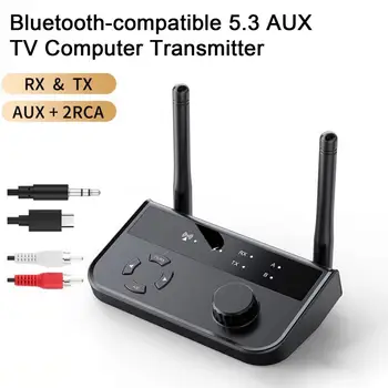 Bluetooth-совместимый приемник-передатчик 5.3, 2-в-1, стерео Беспроводной аудиоконвертер для автомобильных ПК, наушников для телевизора.