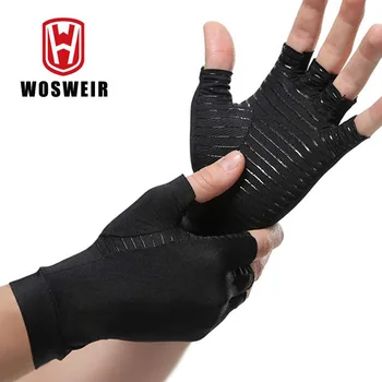 WOSWEIR, 1 пара компрессионных перчаток от артрита для женщин, мужчин, для снятия боли в суставах, бандаж на половину пальца, терапия, поддержка запястья, противоскользящая
