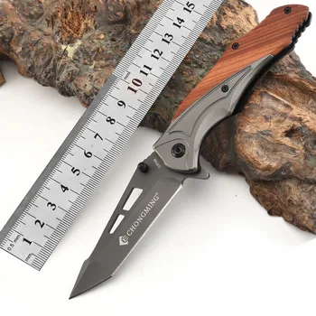 Качественный складной охотничий нож с дамасским лезвием и ручкой из сандалового дерева, тактические ножи для выживания в кемпинге, карманный нож на открытом воздухе, инструменты EDC