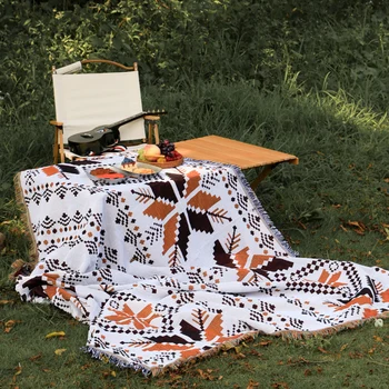 Этническое Богемное Одеяло для пикника с кисточкой Коврик для кемпинга на открытом воздухе Диван Дорожные коврики Диван Одеяла для покрывала Домашний декор