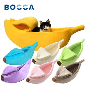 Bocca Banana Cat Bed House Милая Корзина Теплая Портативная Мягкая подушка для котенка и щенка Многоцветные Забавные Аксессуары для домашних животных