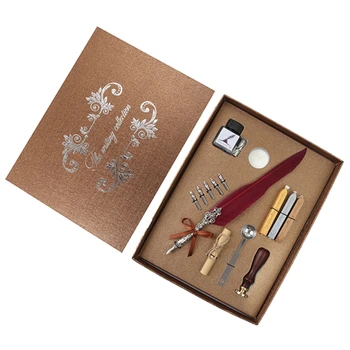 Набор перьевых ручек в стиле ретро с восковой печатью, палочка/штамп/ложка для каллиграфии, набор ручек