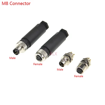 Водонепроницаемый разъем датчика M8, штекер для мужчин и женщин, 3/4-контактный разъем для проводов прямого типа, резьбовая муфта 3Pin / 4Pin