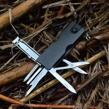 Мини-Брелок Складной Нож Снаряжение для выживания в походе на открытом воздухе Многофункциональный Карманный Нож Машинка для стрижки ногтей Ножницы EDC Мультитул
