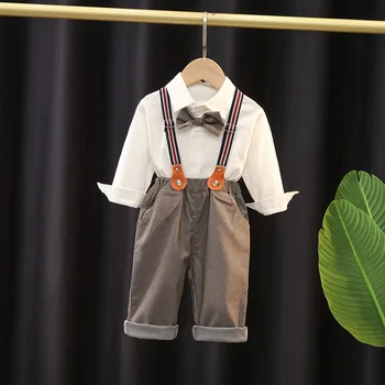 Костюм джентльмена Для маленьких мальчиков, детский костюм 2023 года, Новые весенне-осенние костюмы-двойки, Детская одежда, комплект для мальчиков 2, 3, 4, 5, 6 лет