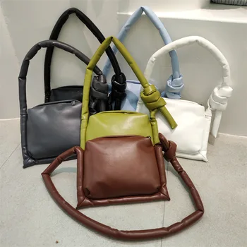 Мода 2023 года для женщин, космическая хлопковая сумка с верхней ручкой, однотонная пуховая сумка-мессенджер в корейском стиле, дизайнерская шикарная сумочка Ins