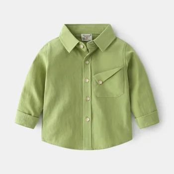 Однотонная повседневная рубашка для мальчиков, весенне-осенние новые модные рубашки с длинными рукавами, детские мягкие повседневные топы