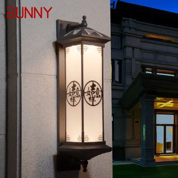 Уличный солнечный настенный светильник BUNNY Creativity, Китайский кофейный светильник, светодиодный Водонепроницаемый IP65 для дома, виллы, балкона, двора