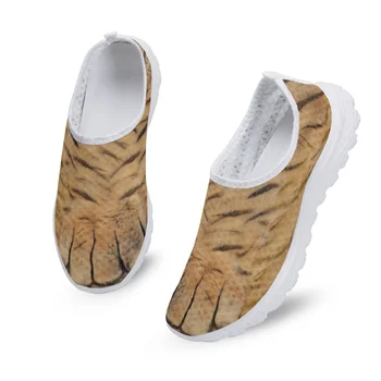 Мужская повседневная обувь Yikeluo для девочек, сетчатые кроссовки с 3D принтом тигрового меха, дизайнерская реплика обуви, дышащие легкие лоферы на плоской подошве