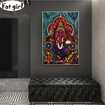 Индуистский Бог Ганеша алмазная вышивка diy мозаика алмазная живопись 5D вышивка крестом квадратная круглая дрель поделки ручной работы подарок
