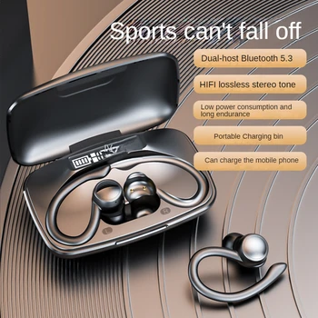 TWS Bluetooth Наушники T82 Спортивный Ушной Крючок Со Светодиодным Дисплеем Беспроводные Наушники С Микрофонами HiFi Глубокий Бас Водонепроницаемые Наушники