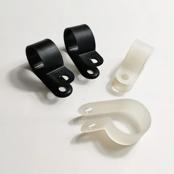 Пластиковые Стандартные детали, зажим для нейлонового кабеля R-типа, Белый, черный, защита окружающей среды, огнестойкость