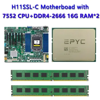 Для материнской платы Supermicro H11SSL-C Socket SP3 180 Вт TDP с двойным процессором EPYC 7552 CPU 2шт DDR4 16 ГБ 2666 МГц RAM REV2.0