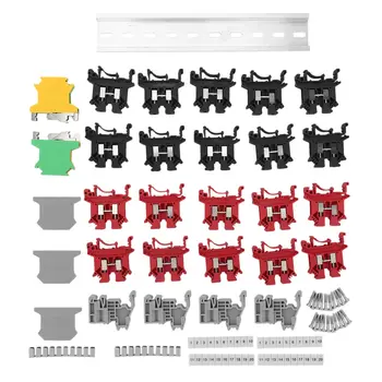 Комплект Клеммных колодок DIN-рейки Терминал + Заземляющие Блоки + Алюминиевая Рейка + Торцевые Кронштейны + Торцевые крышки + Комплекты перемычек