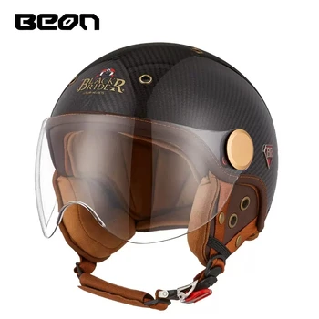 BEON BR13 Ретро Винтажный Полушлем с открытым лицом, мотоциклетный шлем из углеродного волокна, шлем Moto Casque Casco Capacete