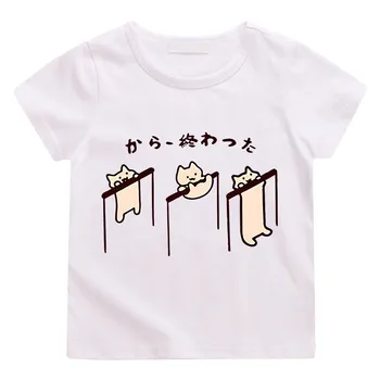 Повседневные футболки с рисунком Аниме One Cat, Футболка с комиксами Kawaii Для мальчиков /девочек, Обычная Футболка из 100% хлопка с коротким рукавом