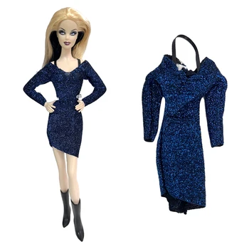 Новое модное синее платье для 12-дюймовой куклы, детские игрушки, повседневная одежда, юбка для вечеринки, мини-одежда для куклы Барби, аксессуары