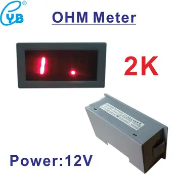 Светодиодный Измеритель Сопротивления Омметр Резистор 2K Красных Цифр Напряжение Питания DC 12V Мини-Омметр 3 1/2 Цифровой Измеритель с Задней Панелью