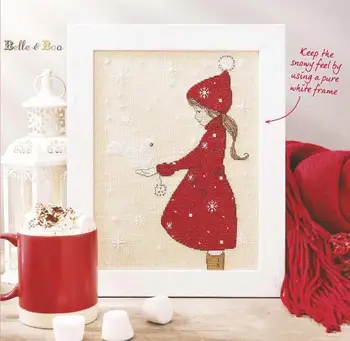 Лучший набор для вышивания крестиком Животные хлопчатобумажные нити Love lock холст для вышивания Девушка в красной юбке идет снег.