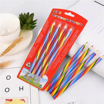 4 шт./упак. Kawaii, 4 цветных концентрических радужных карандаша, набор цветных карандашей, школьные принадлежности для рисования граффити