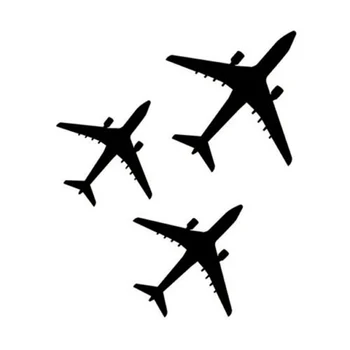 Три самолета Декор самолета Виниловая Наклейка на автомобиль Мотоцикл Черный /Серебристый 11см * 10см