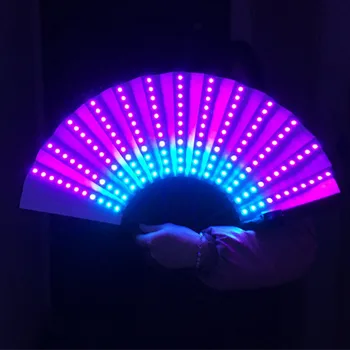 Полноцветный светодиодный вентилятор сценическое представление Танцевальные вентиляторы Огни 368 режимов освещения Складные светящиеся вентиляторы Барное шоу DJ флуоресцентный клуб