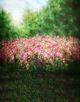 5x7 футов Зеленое дерево Розовые цветы Фотофоны Реквизит для фотосъемки Студийный фон