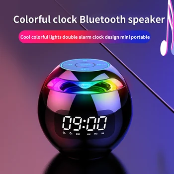 Динамик Bluetooth 5.0 с цифровым будильником Музыкальный плеер Беспроводной динамик с часами в форме шара