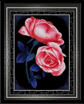 Набор для вышивки крестиком Очаровательная роза цветок 18 карат 14 карат 11 карат количество напечатанных швов на холсте вышивка своими руками рукоделие ручной работы