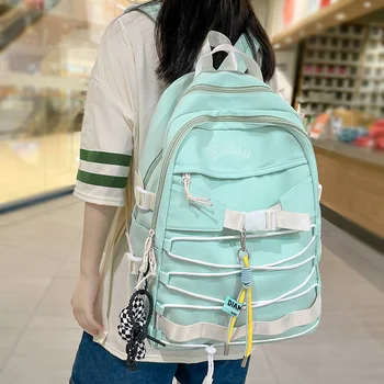 Милая женская сумка для ноутбука на нейлоновой веревке, женский рюкзак для колледжа в кавайном стиле, модная школьная сумка для девочек, модный женский рюкзак