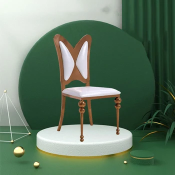 Ресторанный обеденный стул из нержавеющей стали, свадебный стул с бабочкой, гостиничный стул, золотой металлический стул