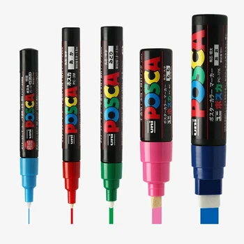 UNI Posca Маркерная ручка для смешивания Красок Ручка 5 размеров PC-1M/3M/5M/8K/17K Цвета для рисования граффити маркеры ПОП Плакат Реклама ручки