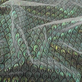 Радужная нейлоновая ткань Многоцветная одежда из павлиньих перьев для новобрачных Изготовление свадебного платья 150x50cm