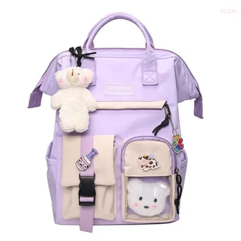 Рюкзаки, сумки ярких цветов, новые модные женские туфли для старшеклассниц, водонепроницаемый опрятный фиолетовый рюкзак для девочки-подростка, Милый дорожный рюкзак