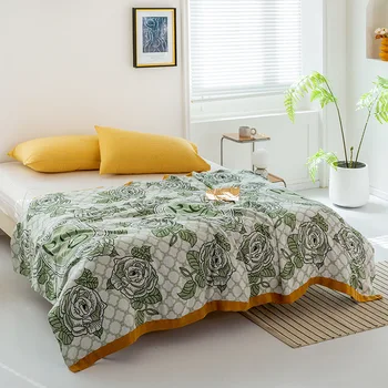 Бамбуковое хлопковое покрывало в стиле бохо, Летнее одеяло для кондиционирования воздуха, Офисный ворс, Одинарное одеяло, Многофункциональное покрывало на кровать