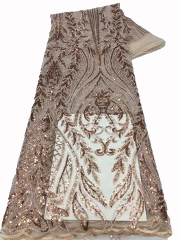 Эстетическая атмосфера, тотемная вышивка из бисера, кружево, красивое модное свадебное платье с пайетками, ткань с вышивкой 5 ярдов