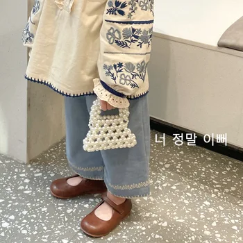 Детская сумка 2023, новая модная мини-принцесса с жемчугом в корейском стиле, повседневная простая сумка для детских аксессуаров для девочек