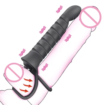 Фаллоимитатор с двойным проникновением, 10-режимный вибратор для мужчин, страпон на пенисе, вагинальная пробка, секс-игрушки для взрослых для пар