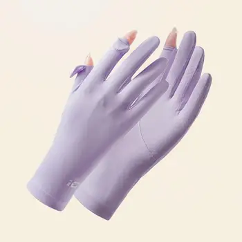 Перчатки Ice Silk 1 пара Стильных облегающих перчаток на весь палец Ice Silk Тонкие солнцезащитные варежки для улицы Товары для улицы