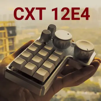 Новая алюминиевая макроклавиатура CNC CXT 12E4 с 12 клавишами и 4 ручками, механическая клавиатура с горячей заменой, Дизайнерская мини-клавиатура Kepad для одной руки