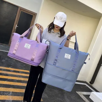 Двухслойные дорожные сумки большой емкости, женская спортивная сумка для сухой и влажной уборки, сумки для занятий йогой, сумка для багажа, сумки через плечо