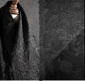 Креативная модная ткань с объемной текстурой Black fold rose jacquard
